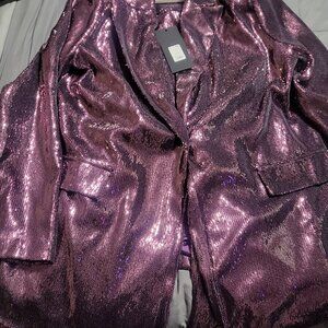 2 piece sequin purple pant suit